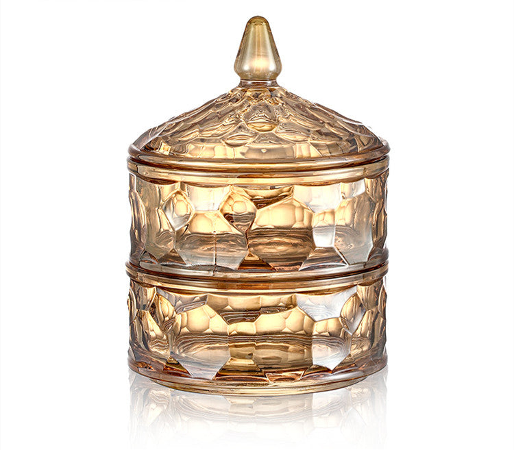 Coffee cube sugar jar sugar jar candy jar European exquisite crystal glass cup transparent candy box with cover storage box