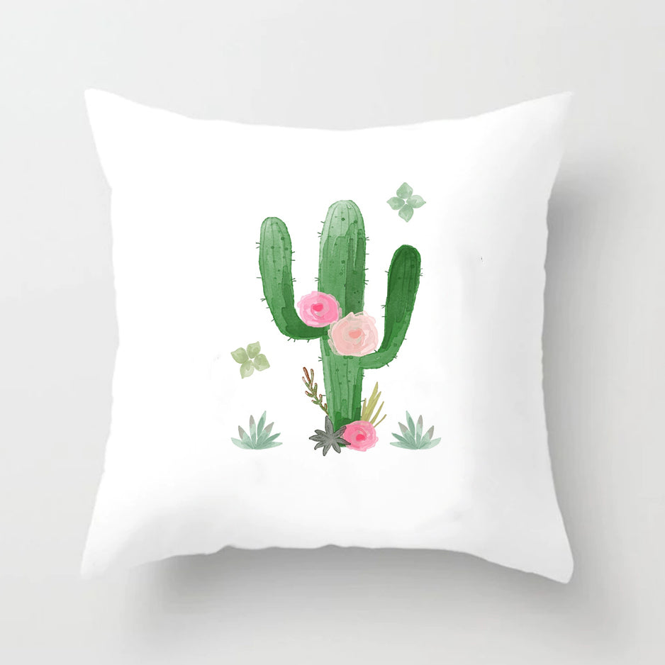 Soft Cactus Print Throw Pillow Cushion Cover