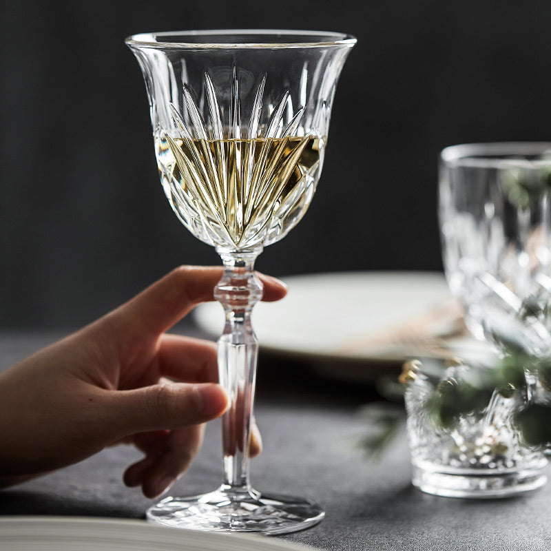 Vintage Luxury Crystal Goblet Wine Glass