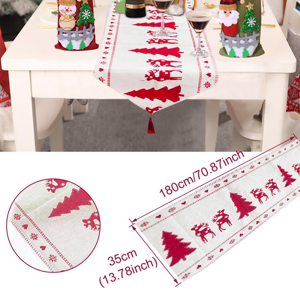 Cotton and linen embroidery Christmas table runner