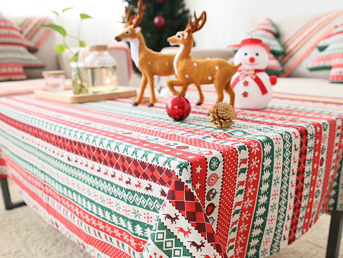 Christmas theme tablecloth rectangular cotton and linen festival square round table