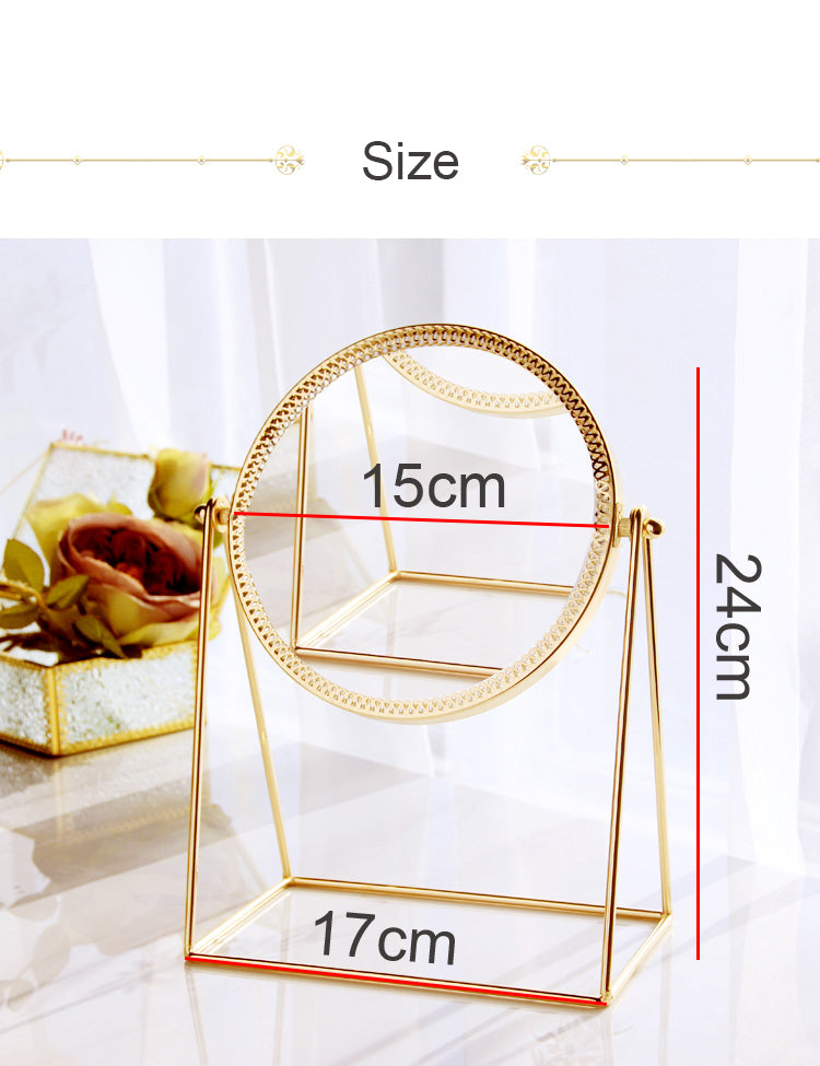 Golden Metal Decorative Mirror Nordic Office Makeup Mirror