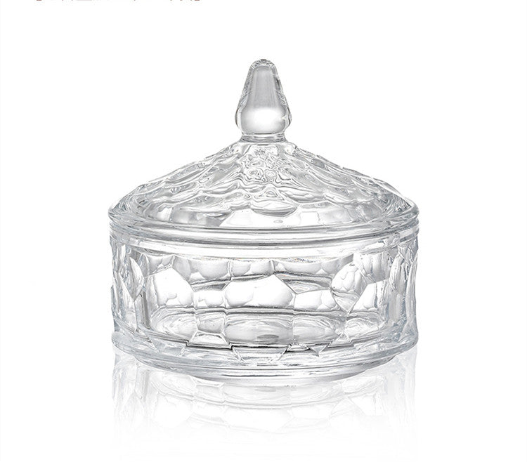 Coffee cube sugar jar sugar jar candy jar European exquisite crystal glass cup transparent candy box with cover storage box