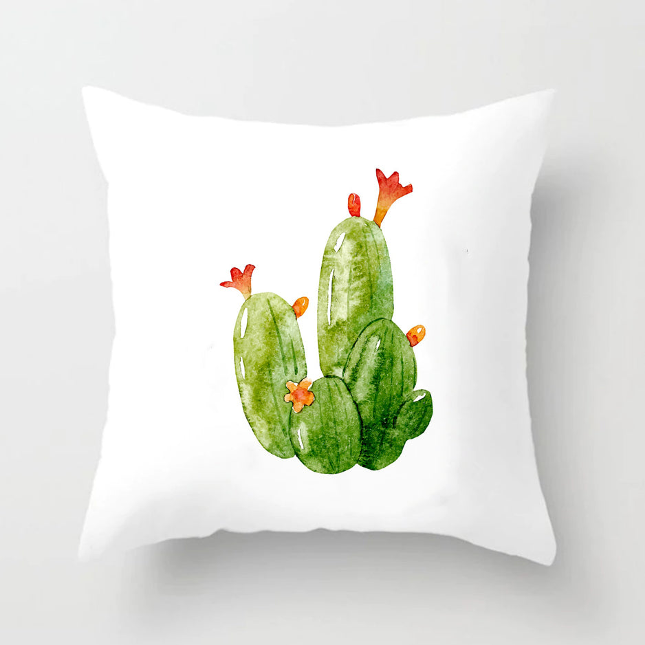 Soft Cactus Print Throw Pillow Cushion Cover