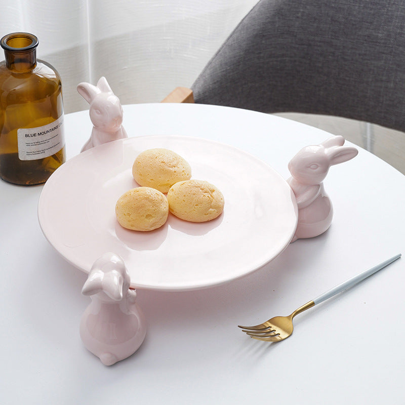 Rabbit Plate Creative Dessert Plates Sets Cake Holder Ceramic Gift Children Food Dishes Easter Dish