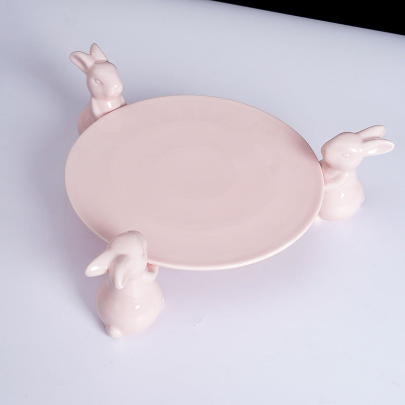 Rabbit Plate Creative Dessert Plates Sets Cake Holder Ceramic Gift Children Food Dishes Easter Dish