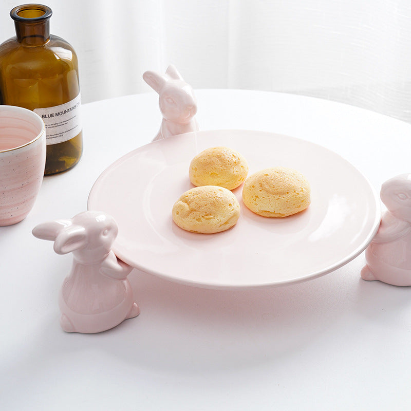 Rabbit Plate Creative Dessert Plates Sets Cake Holder Ceramic Gift Children Food Dishes Easter Dish