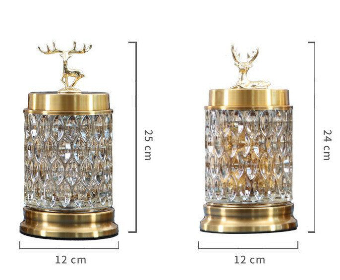 European style living room tea table deer head glass candy can decoration creative storage can decoration with cover