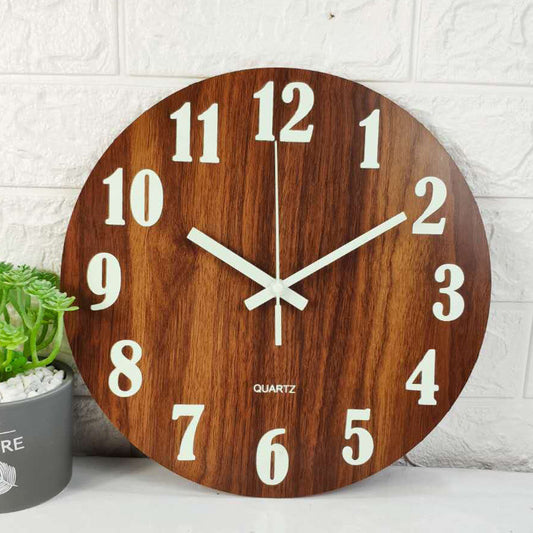 Glow In The Dark Wood Wall Clock Luminous Needle Wall Glitter Clock Modern Design Hanging Home Decor Clocks For Living Room