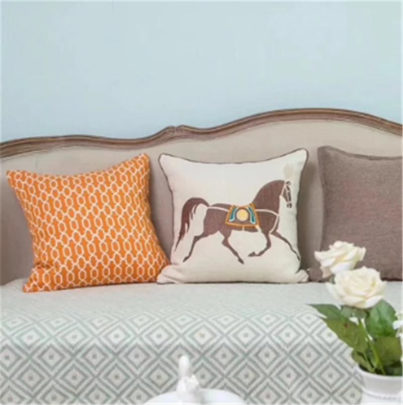 Cotton And Linen Flat Embroidered Embroidered Sofa Pillow Bedside Cushion Cover