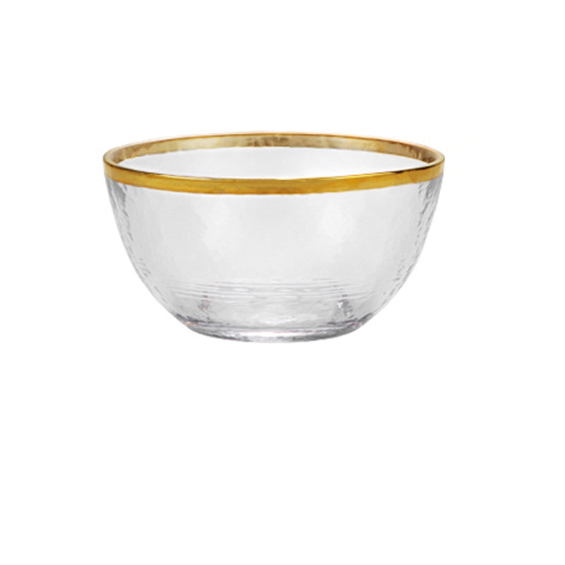 Glass Plate Plating Gilt Rim Dishes And Salad Bowls