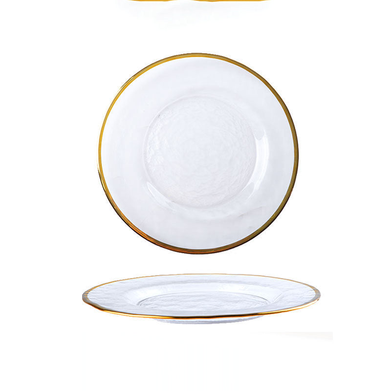 Glass Plate Plating Gilt Rim Dishes And Salad Bowls