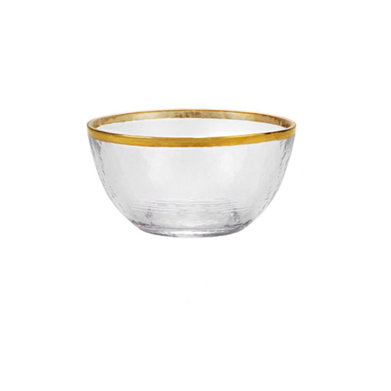 Glass Plate Plating Gilt Rim Dishes And Salad Bowls