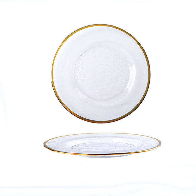 Glass Plate Plating Gilt Rim Dishes And Salad Bowls