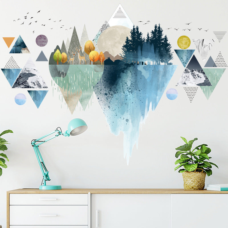 Nordic ins style Triangle Dreamy Mountain Wall Stickers Living room Bedroom Vinyl Wall Decals Creative Home Decor