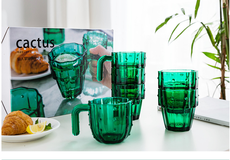 Simple Household Cactus Glass Cup Set