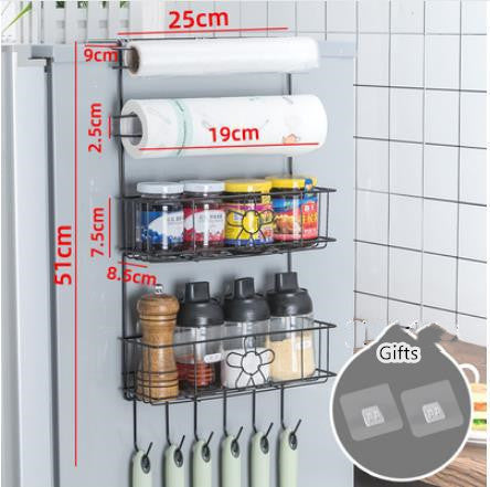 Multifunctional Refrigerator Side Frame, Multi-Layer Side Frame, Kitchen Utensils Foldable Hook