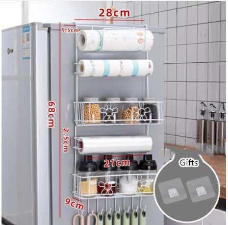 Multifunctional Refrigerator Side Frame, Multi-Layer Side Frame, Kitchen Utensils Foldable Hook