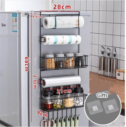 Multifunctional Refrigerator Side Frame, Multi-Layer Side Frame, Kitchen Utensils Foldable Hook