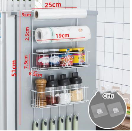 Multifunctional Refrigerator Side Frame, Multi-Layer Side Frame, Kitchen Utensils Foldable Hook