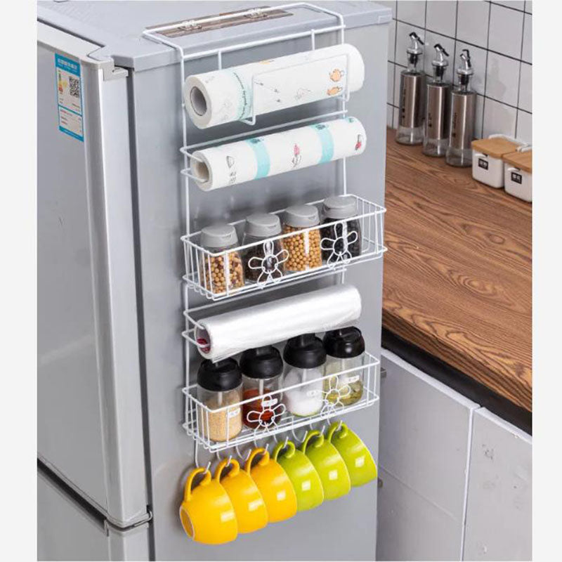 Multifunctional Refrigerator Side Frame, Multi-Layer Side Frame, Kitchen Utensils Foldable Hook