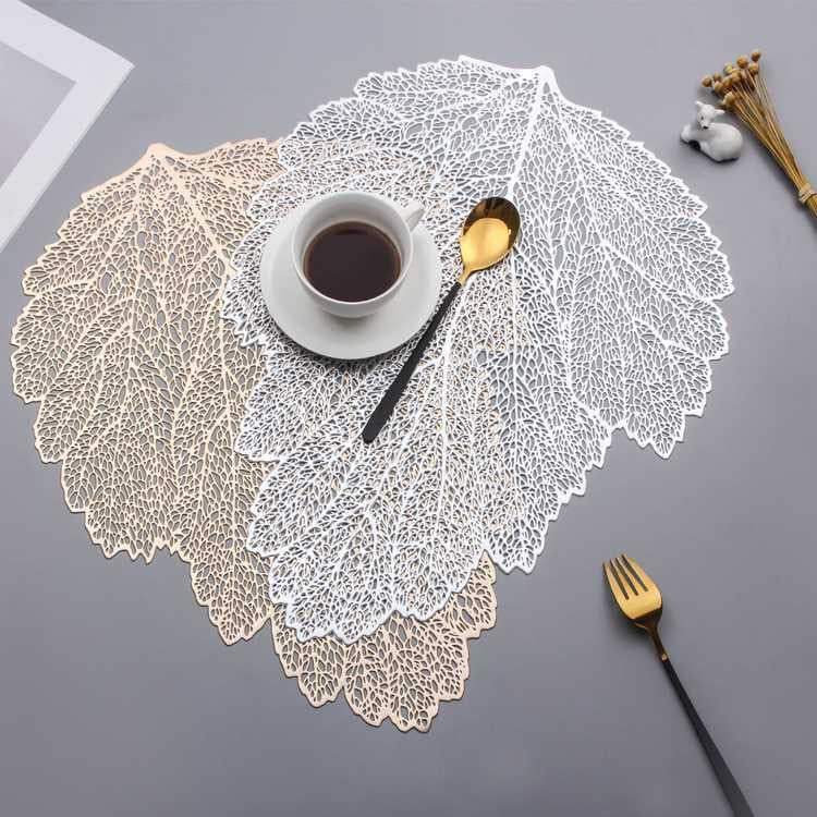 Hollow Insulation Pad, Leaf Placemat, Home Desktop, Anti-scald Mat, Dining Table