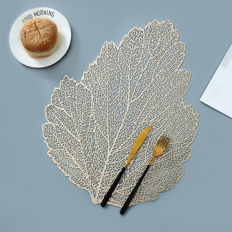 Hollow Insulation Pad, Leaf Placemat, Home Desktop, Anti-scald Mat, Dining Table