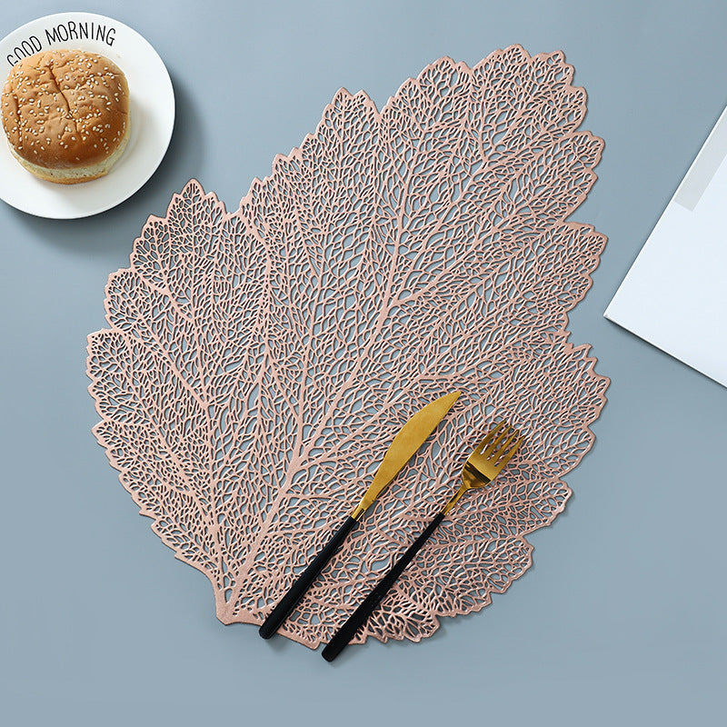 Hollow Insulation Pad, Leaf Placemat, Home Desktop, Anti-scald Mat, Dining Table