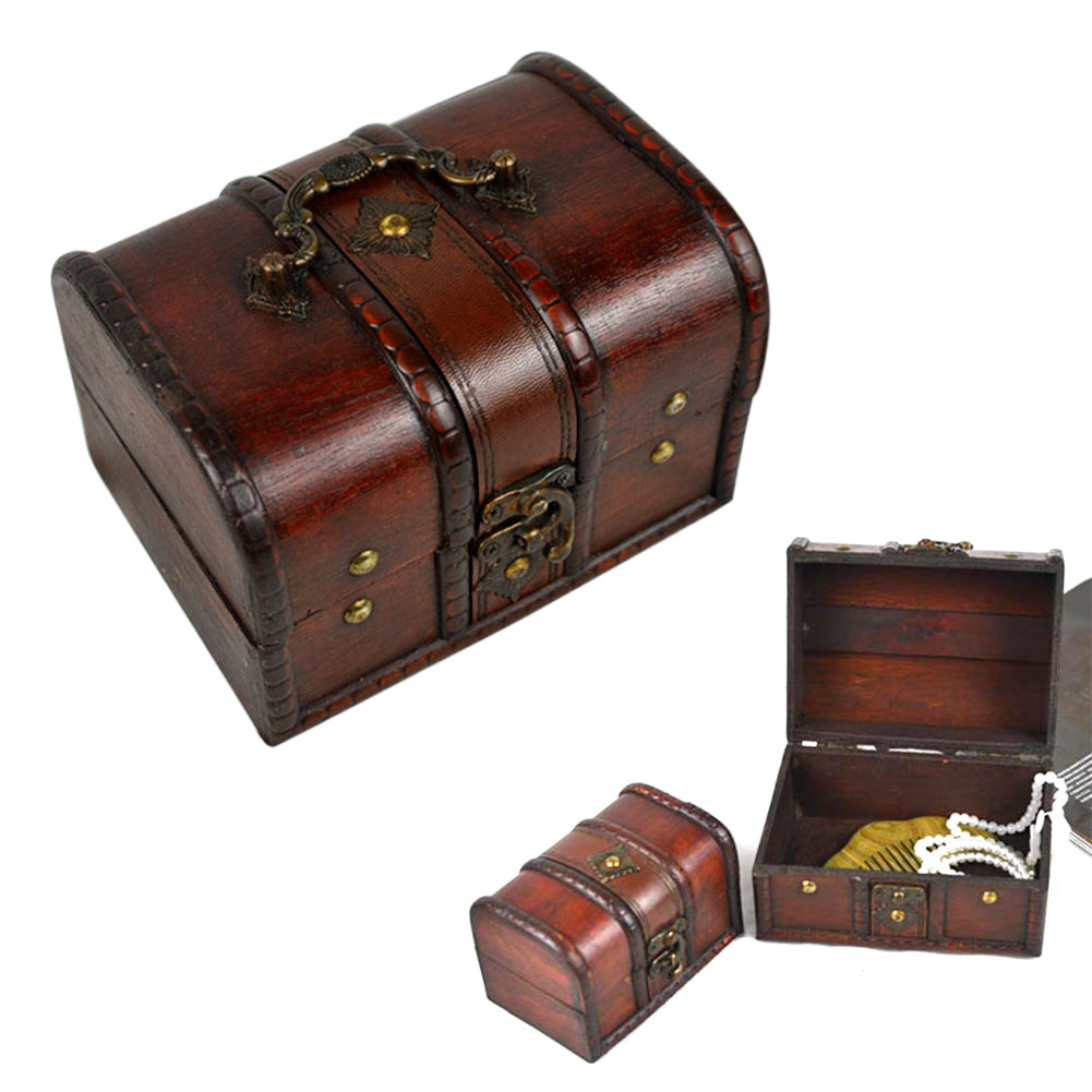 Vintage wooden treasure chest storage box