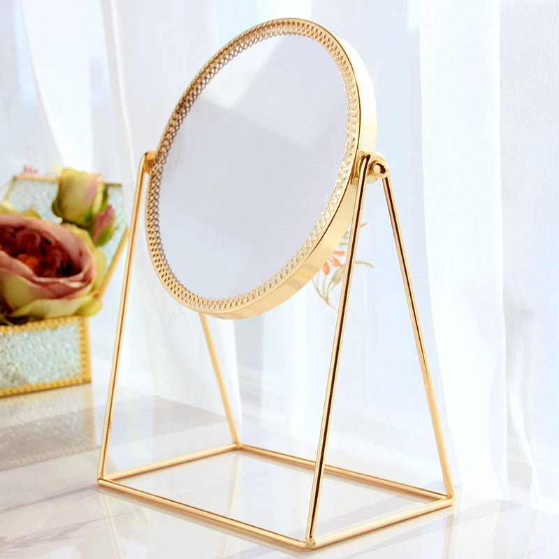 Golden Metal Decorative Mirror Nordic Office Makeup Mirror