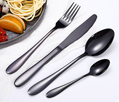 Stainless steel gold plated colorful knife and fork spoon set of four