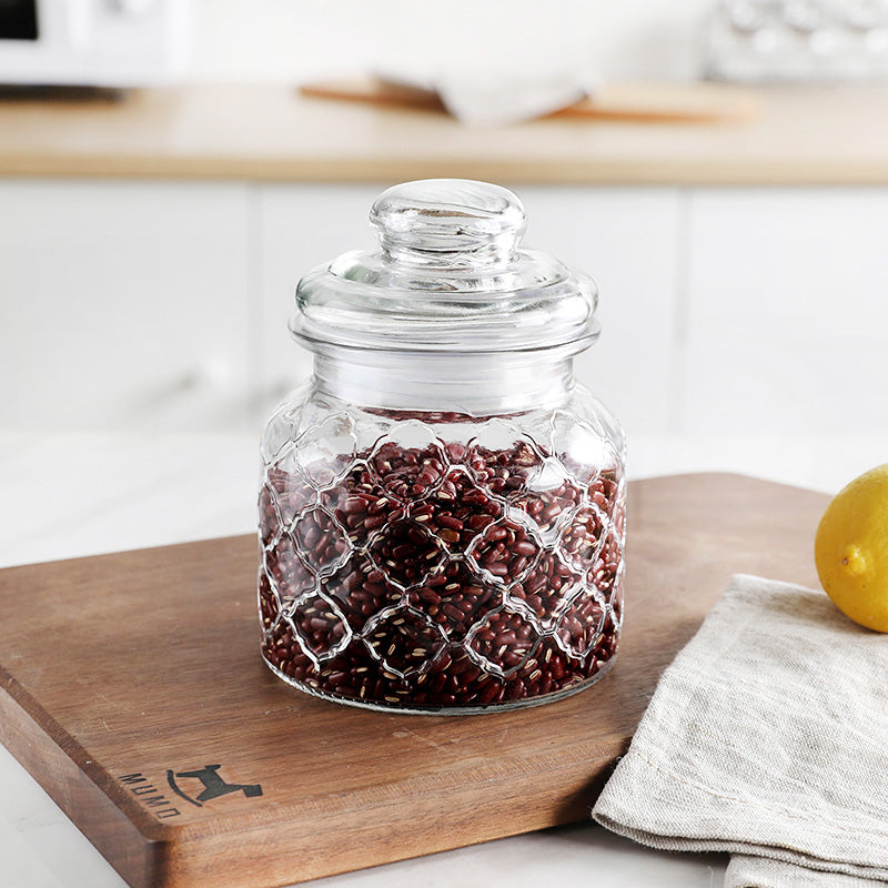 Stained Glass Sealed Jar Love Glass Bottle Household Transparent With Lid Kitchen Food Storage Jar Kimchi Jar