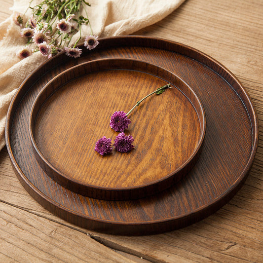 Solid wood round tray