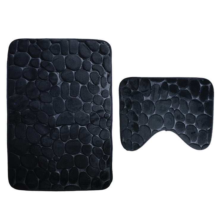 Bathroom Anti-slip Mat European And American Pebble Stone Carpet Toilet Floor Mat Set Bathroom