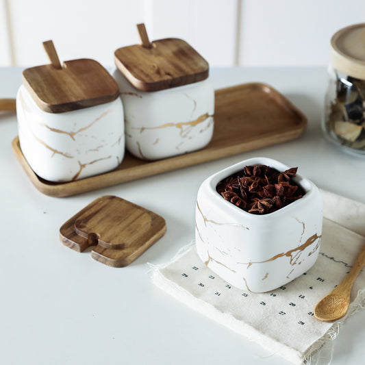 Nordic Gold Marble Jar Set