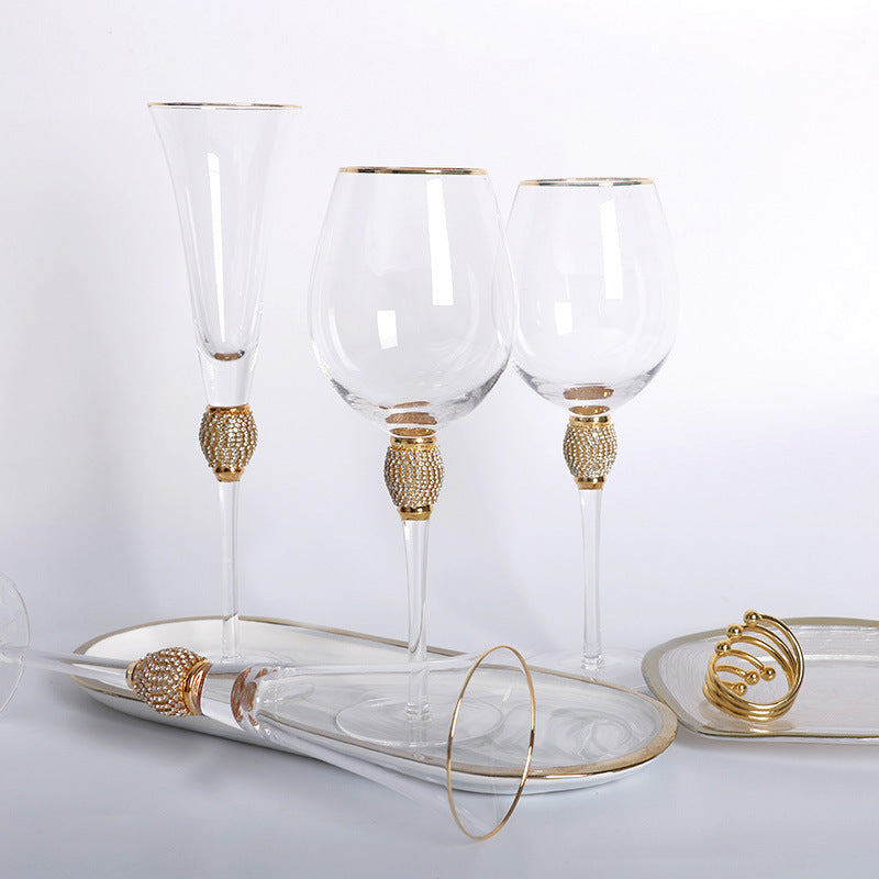 Champagne goblet with diamond wine vessel