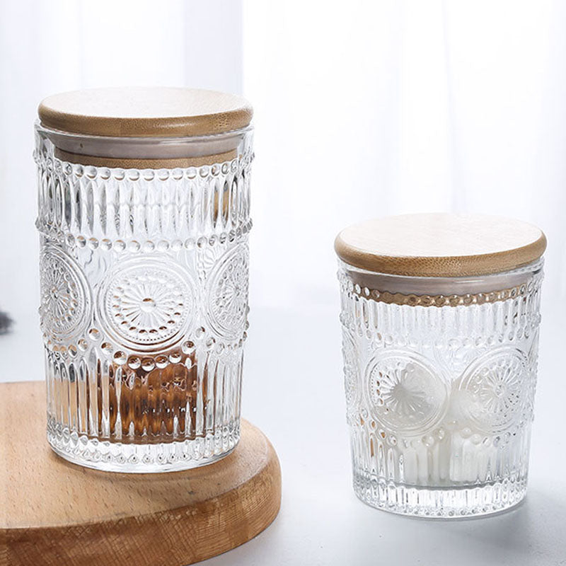 Retro Embossed Glass Storage Sealed Jar