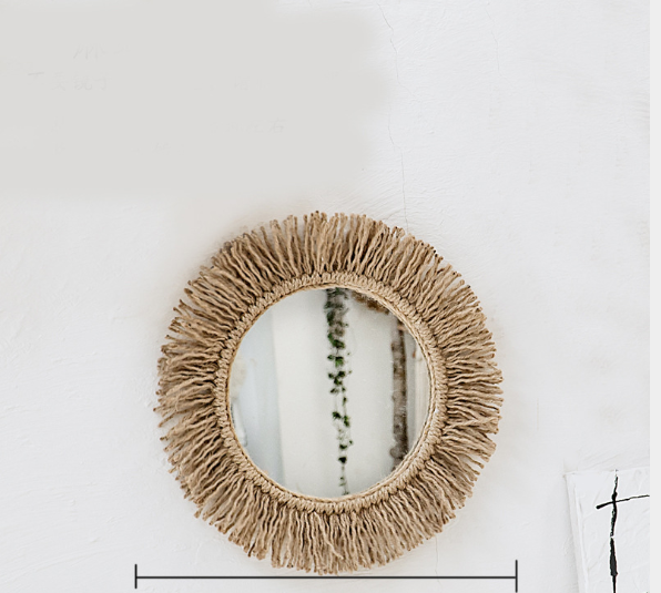 Hemp rope mirror creative background wall hanging