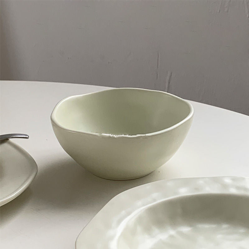 Irregular Hand-squeezed Matte Tableware Dessert Cake Plate Yogurt Breakfast Cereal Bowl Soup Plate