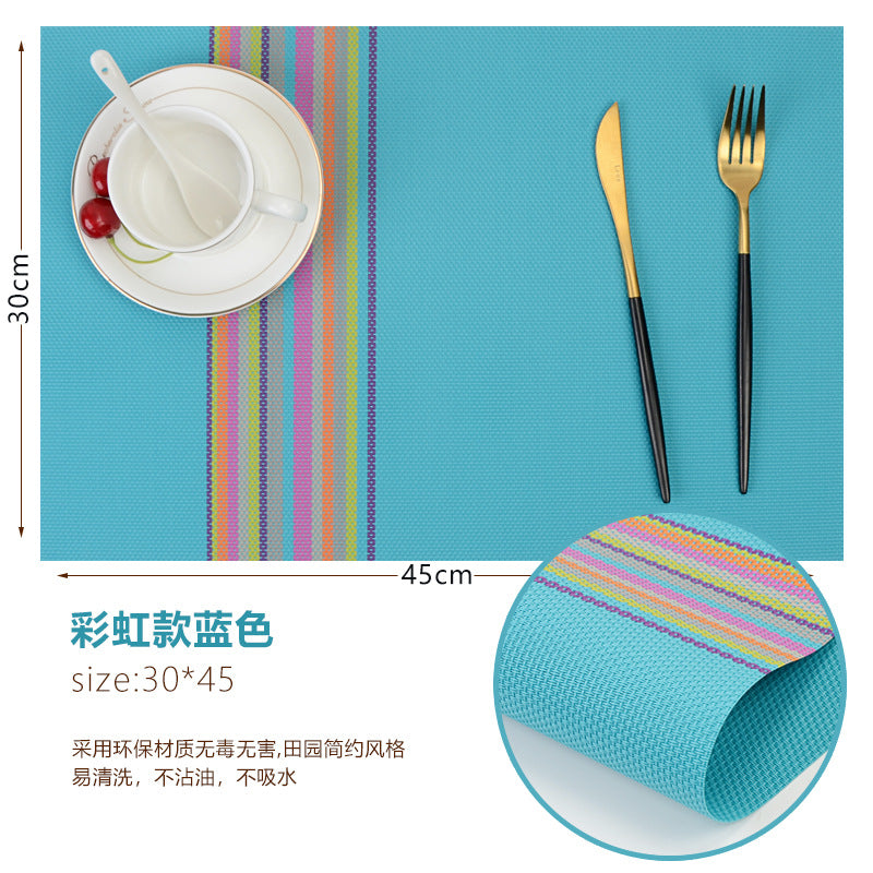 Colorful Placemat Pvc Genuine Dining Table Non-slip Heatproof Western-style Placemat