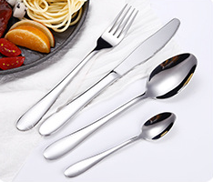 Stainless steel gold plated colorful knife and fork spoon set of four