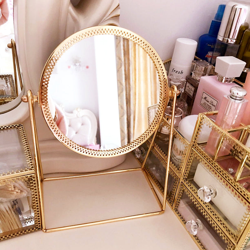 Golden Metal Decorative Mirror Nordic Office Makeup Mirror