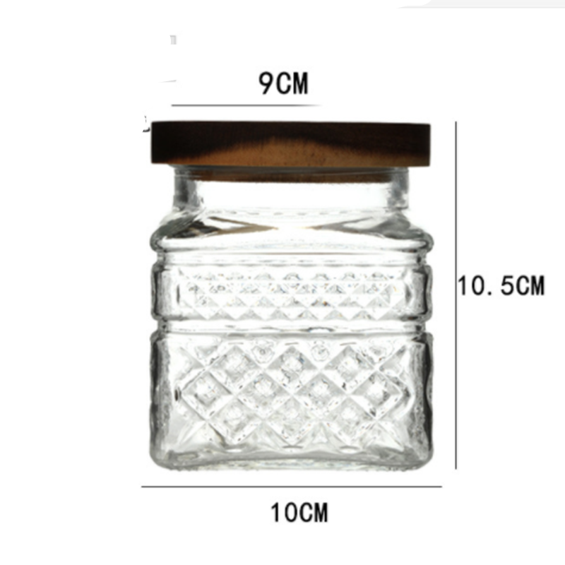 New French Glass Sealed Jar Bamboo Lid Moisture-proof Storage Jar