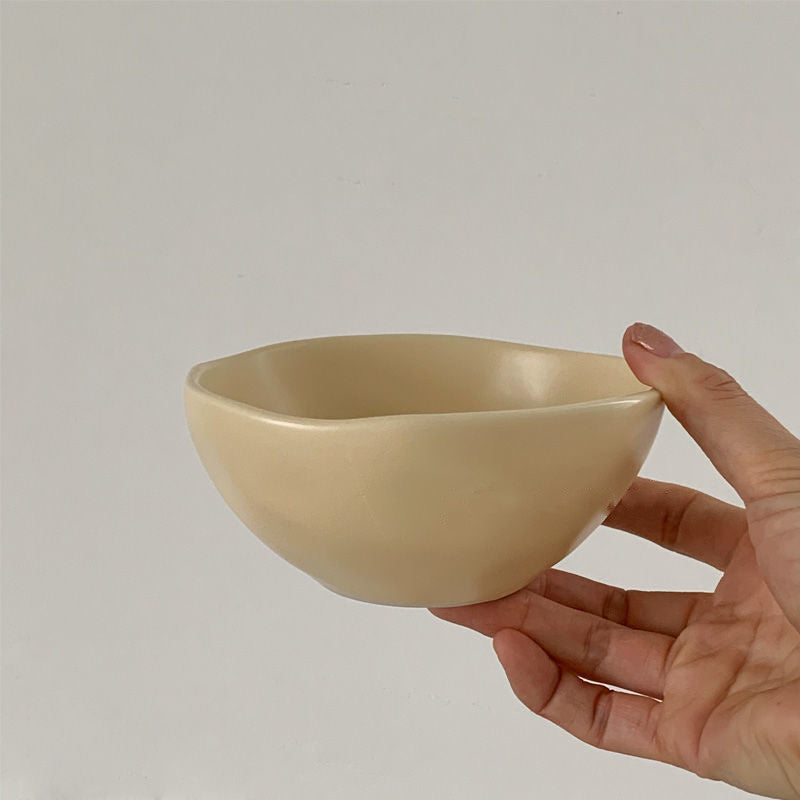 Irregular Hand-squeezed Matte Tableware Dessert Cake Plate Yogurt Breakfast Cereal Bowl Soup Plate