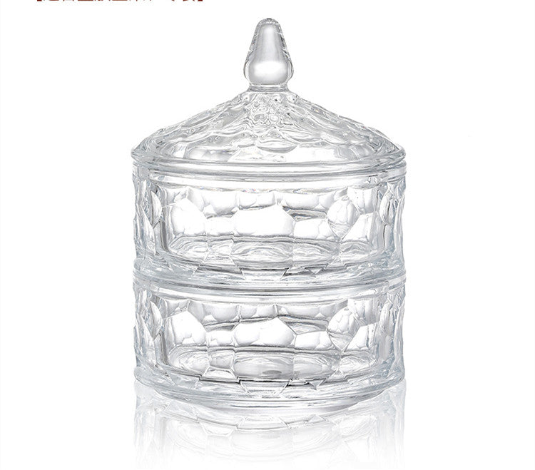 Coffee cube sugar jar sugar jar candy jar European exquisite crystal glass cup transparent candy box with cover storage box