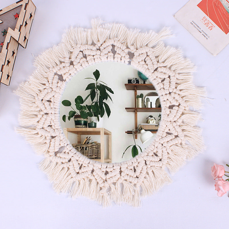 Acrylic Vanity Mirror, Hand-woven Nesting Wall Mirror, Bedroom Bathroom Coat Mirror