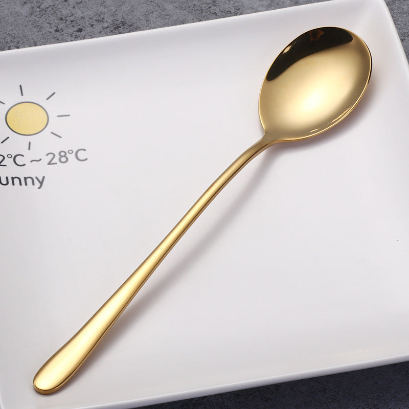 Tableware titanium plated long handle spoon