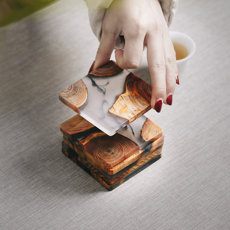 Handmade pine resin coasters