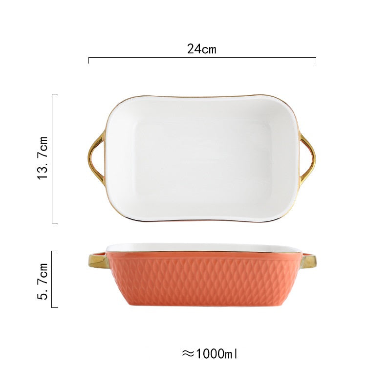 Creative Ceramic Double Ear Baking Tray With Phnom Penh