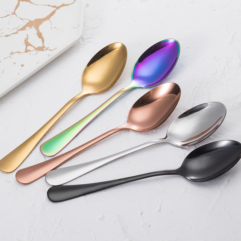 Stainless steel gold plated colorful knife and fork spoon set of four